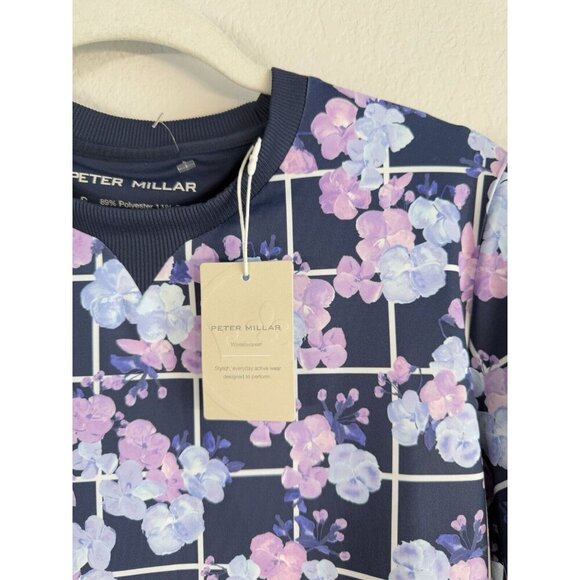 Peter Millar Golf Birdie Sport Top Womens Sweatshirt Size S Pullover Navy Floral - Picture 7 of 13